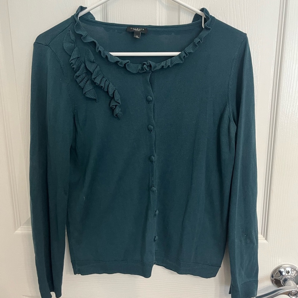 Talbots ruffle cardigan